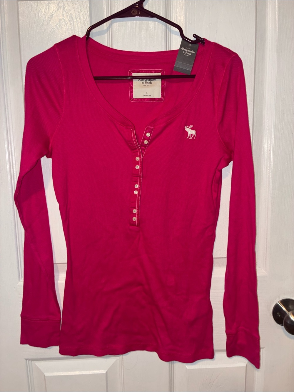 Vintage y2k Hollister pink Henley top Bella Swan Elena Gilbert style large